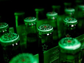 Heineken beer bottles are seen at a bar in Monterrey, Mexico June 20, 2017.