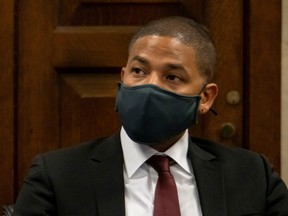 Actor Jussie Smollett appears at his sentencing hearing at the Leighton Criminal Court Building, in Chicago, March 10, 2022.