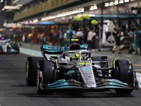 Mercedes' Lewis Hamilton is pictured during qualifying at the Saudi Arabia Grand Prix in Jeddah, Saudi Arabia, on March 26, 2022.