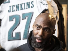 Philadelphia Eagles strong safety Malcolm Jenkins speaks with members of the media at the NFL football team's practice facility in Philadelphia, Monday, Jan. 6, 2020.