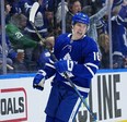 Maple Leafs’ play-making forward Mitch Marner, who entered the NHL one year after Vegas’ Jack Eichel (inset), is second behind Edmonton’s Connor McDavid with 294 points in 403 games while Eichel has 220 points in 385 games.  USA TODAY Sports