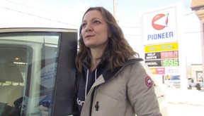 Natalie Hollinshead was astonished to find out there was no gas available at the Pioneer gas station on Gerrard St. E. and Main St. on Thursday, March 3, 2022. JACK BOLAND/TORONTO SUN