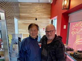 Previous Sea-Hi Famous Chinese Food restaurant owner Stanley Chui (left) and new co-owner Larry Wronzberg inside the new location at 7000 Bathurst St. on Saturday, March 26, 2022.