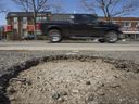 A file photo of a pothole along Bloor St. W., near Royal York Rd.