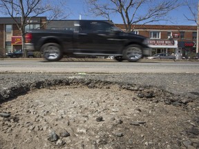 A file photo of a pothole along Bloor St. W., near Royal York Rd.