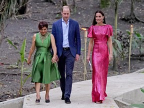Prince William and Catherine, Duchess of Cambridge, arrive for a special reception in celebration of the Queen's Platinum Jubilee, hosted by the Governor General of Belize Froyla Tzalam at the Mayan ruins at Cahal Pech, Belize, March 21, 2022.