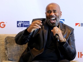 Steve Harvey announces his new business venture SteveHarveyDeals.com at Atlanta Crowne Plaza Hotel on Feb. 2, 2019 in Atlanta, Ga.