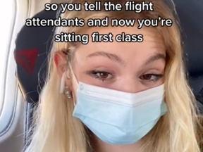 Melanie Schofield is going viral after posting to TikTok: “When the old man you’re sitting next to on the plane starts watching plane p@rn so you tell the flight attendants and now you’re sitting first class.”