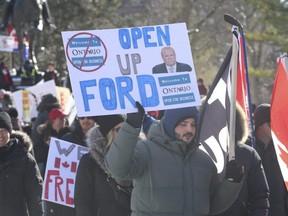 The Toronto trucker protest came to the downtown core trying to get to Queen's Park and the Ontario Legislature to protest COVID mandates, Saturday Feb. 5, 2022.