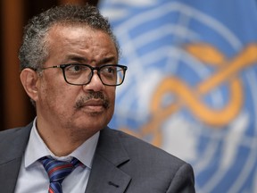 World Health Organization Director-General Tedros Adhanom Ghebreyesus attends a news conference at the WHO headquarters in Geneva, July 3, 2020.