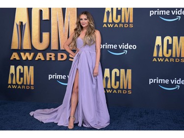 Carly Pearce arrives for the 57th Academy of Country Music awards at the Allegiant stadium in Las Vegas, Nevada on March 7, 2022.