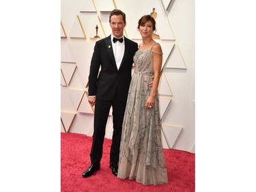 Benedict Cumberbatch and his wife Sophie Hunter attend the 94th Oscars at the Dolby Theatre in Hollywood, Calif., on March 27, 2022.