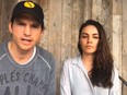 Ashton Kutcher and Mila Kunis are pictured in a screen grab of a video appealing for donations to help the people in war-torn Ukraine.
