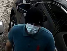 Investigators need help identifying a man who is suspected of stealing a grey Nissan Micra that was parked at the rear of a mall near Wilson Ave. and Dufferin St. with a 12-year-old child asleep in the back seat on Sunday, March 6, 2022.