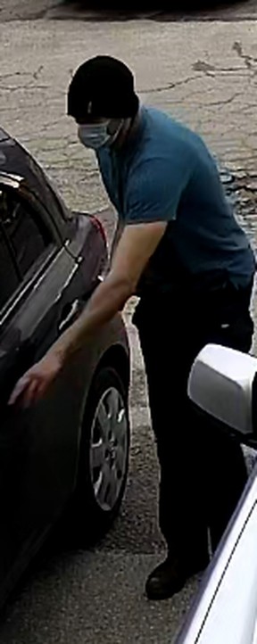 Investigators need help identifying a man who is suspected of stealing a grey Nissan Micra that was parked at the rear of a mall near Wilson Ave. and Dufferin St. with a 12-year-old child asleep in the back seat on Sunday, March 6, 2022.