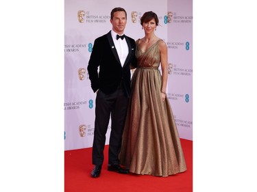 Benedict Cumberbatch and Sophie Hunter arrive at the 75th British Academy of Film and Television Awards (BAFTA) at the Royal Albert Hall in London, March 13, 2022.
