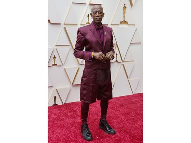 Wesley Snipes poses on the red carpet during the Oscars arrivals at the 94th Academy Awards in Hollywood, Los Angeles, Calif., March 27, 2022.