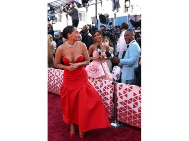 Tracee Ellis Ross poses on the red carpet during the Oscars arrivals at the 94th Academy Awards in Hollywood, Los Angeles, Calif., March 27, 2022.