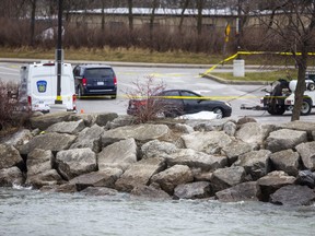 Peel Regional Police say a man, 25, was found dead after a car was recovered from Lake Ontario at Lakefront Promenade Park in Mississauga, Ont. on Thursday, March 24, 2022.