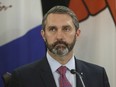 Premier of Yukon Sandy Silver speaks to media during the Western Premiers' conference, in Edmonton on June 27, 2019.