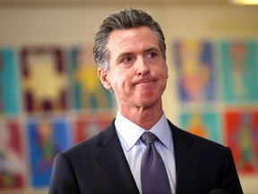 California Gov. Gavin Newsom speaks during a news conference after meeting with students at James Denman Middle School on Oct. 1, 2021 in San Francisco, Calif.