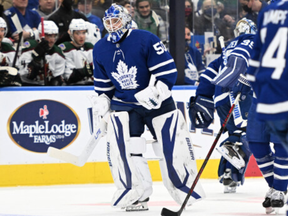 Erik Kallgren replaces Petr Mrazek with the Maple Leafs down 4-1 in the second period last night at Scotiabank Arena.