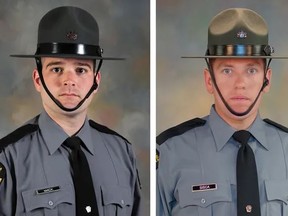 Pennsylvania State Police Troopers Martin F. Mack III, left, and Branden T. Sisca