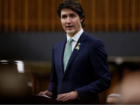 Prime Minister Justin Trudeau speaks in the House of Commons on Parliament Hill in Ottawa, Feb. 28, 2022.