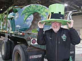 Shaun Ruddy, Chair of the St. Patrick's Society  starts preparations with his team on the floats for the parade this coming Sunday on Tuesday March 15, 2022. Veronica Henri/Toronto Sun/Postmedia Network