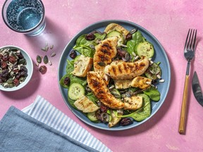 Let someone else do the meal planning and grocery shopping for your BBQ. Maple-mustard grilled chicken salad with grilled croutons. $10 portion. www.hellofresh.ca