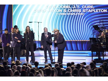 LAS VEGAS, NEVADA - APRIL 03: Chris Stapleton accepts the award for Best Country Song for "Cold" onstage during the 64th Annual GRAMMY Awards Premiere Ceremony at MGM Grand Marquee Ballroom on April 03, 2022 in Las Vegas, Nevada.