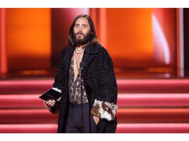 LAS VEGAS, NEVADA - APRIL 03: Jared Leto speaks onstage during the 64th Annual GRAMMY Awards at MGM Grand Garden Arena on April 03, 2022 in Las Vegas, Nevada.