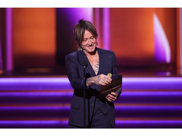 LAS VEGAS, NEVADA - APRIL 03: Keith Urban speaks onstage during the 64th Annual GRAMMY Awards at MGM Grand Garden Arena on April 03, 2022 in Las Vegas, Nevada.