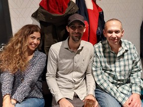 From left, opening act Lisa Corrao, Toronto promoter Israel Castillo, and comic Gilbert Gottfried in the green room at Toronto's Paradise Theatre where Gottried plays his last three shows in late March before his April 12 death.
CREDIT: Lucas Espinola, Special to the Toronto Sun