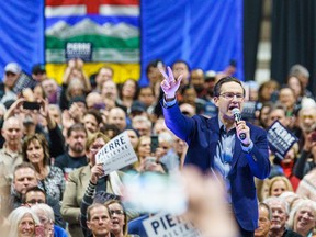Pierre Poilievre, Conservative Party leadership candidate, speaks at Spruce Meadows in Calgary on Tuesday, April 12, 2022.