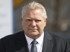 Ontario Premier Doug Ford attends a transportation announcement in Woodbridge, Ont., on Thursday, March 10, 2022. THE CANADIAN PRESS/Chris Young