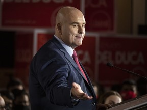 Ontario Liberal Party Leader Steven Del Duca speaks in Toronto, Saturday, March 26, 2022, as the party announces its first platform plank ahead of the provincial election.