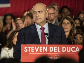 Ontario Liberal Party Leader Steven Del Duca speaks in Toronto, Saturday, March 26, 2022, as the party announces its first platform plank ahead of the provincial election.