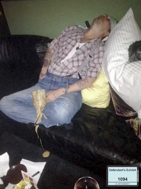 An image of a passed out Johnny Depp that was shown at his defamation trial against former wife Amber Heard.