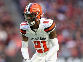 Cornerback Denzel Ward of the Cleveland Browns during the NFL game against the Arizona Cardinals at State Farm Stadium on December 15, 2019 in Glendale, Arizona.