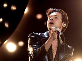 In this handout photo courtesy of The Recording Academy, British singer Harry Styles performs during the 63rd Annual Grammy Awards Ceremony broadcast live from the Staples Center in Los Angeles on March 14, 2021.