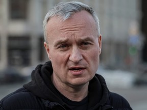 Former Gazprombank Vice President Igor Volobuev, who fled Russia into Ukraine speaks during an interview with Reuters in central Kyiv, Ukraine April 28, 2022.
