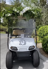 An image posted to Instagram Story April 21 by Paulina Gretzky of a monogrammed golf cart for their wedding.