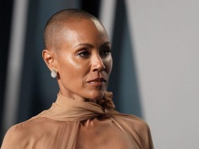 Jada Pinkett Smith arrives at the Vanity Fair Oscar party during the 94th Academy Awards in Beverly Hills, Calif., March 27, 2022.