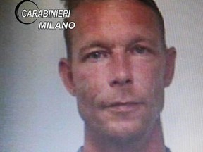 A handout picture taken in 2018 and released by Italian Carabinieri on June 5, 2020 shows Christian B. when he was arrested for drug trafficking in Italy.