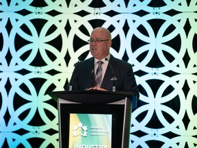 Ontario's minister of municipal affairs and housing Steve Clark delivered the keynote address to OHBA members at its Industry Leaders Dinner held Monday, April 11 in Toronto. IMAGE SUPPLIED BY OHBA