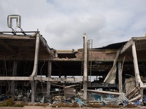 A view of the destroyed terminal of the Mykolaiv Airport on April 22, 2022 in Mykolaiv, Ukraine.
