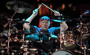 Rush drummer Neil Peart plays a solo during an appearance at Sarnia Bayfest.
