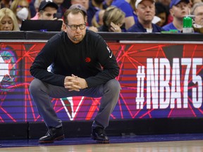 Raptors head coach Nick Nurse looks on during Game 1 against the Philadelphia 76ers on Saturday.
