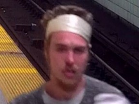 Security footage of a suspect sought in an assault with a weapon investigation at the St. George subway station.